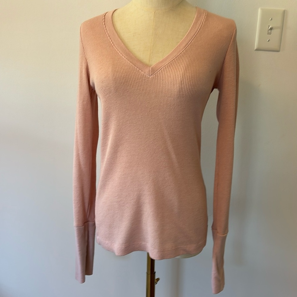 Michael Stars pink waffle knit long sleeved tee in EUC